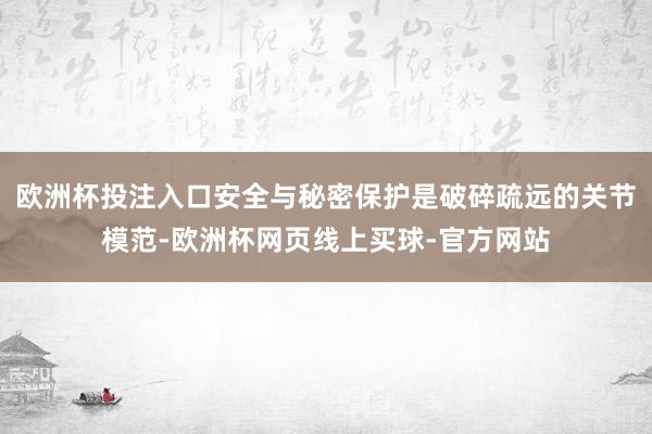 欧洲杯投注入口安全与秘密保护是破碎疏远的关节模范-欧洲杯网页线上买球-官方网站