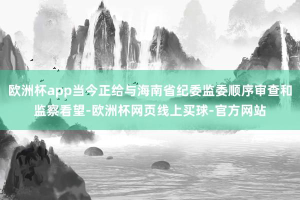 欧洲杯app当今正给与海南省纪委监委顺序审查和监察看望-欧洲杯网页线上买球-官方网站