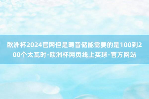 欧洲杯2024官网但是畴昔储能需要的是100到200个太瓦时-欧洲杯网页线上买球-官方网站