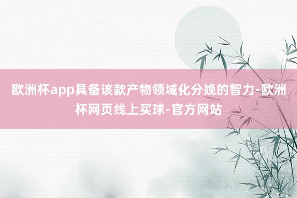 欧洲杯app具备该款产物领域化分娩的智力-欧洲杯网页线上买球-官方网站