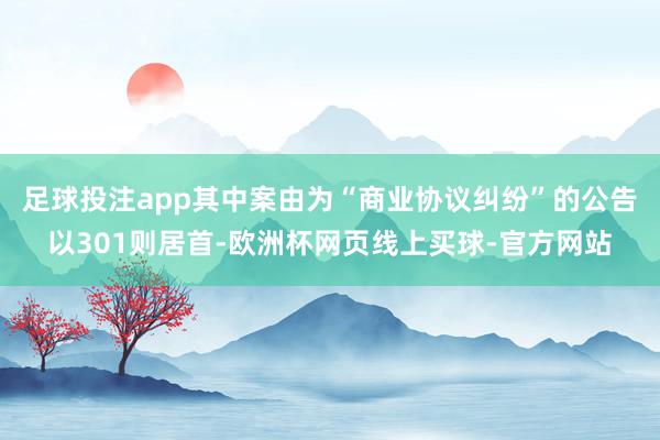 足球投注app其中案由为“商业协议纠纷”的公告以301则居首-欧洲杯网页线上买球-官方网站