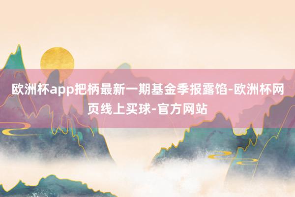 欧洲杯app把柄最新一期基金季报露馅-欧洲杯网页线上买球-官方网站