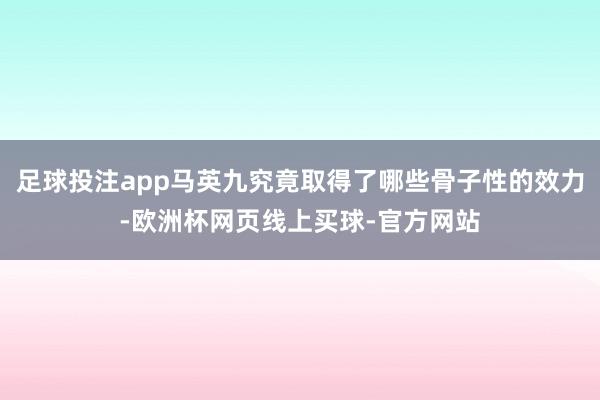 足球投注app马英九究竟取得了哪些骨子性的效力-欧洲杯网页线上买球-官方网站