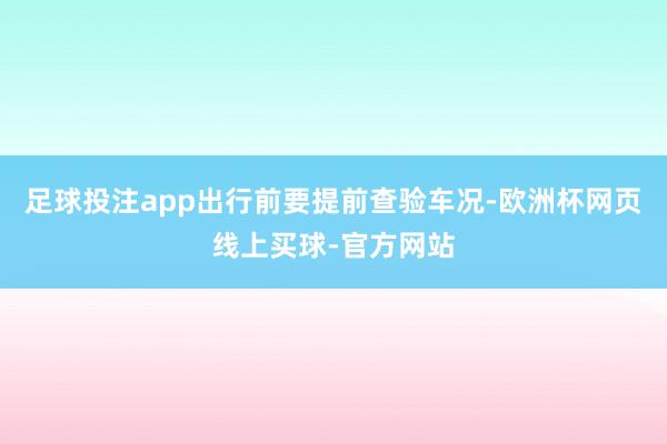 足球投注app出行前要提前查验车况-欧洲杯网页线上买球-官方网站