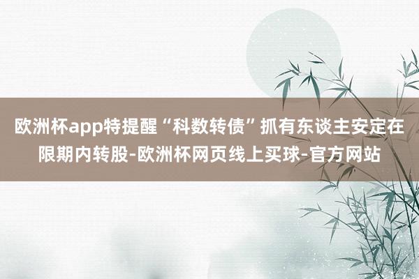 欧洲杯app特提醒“科数转债”抓有东谈主安定在限期内转股-欧洲杯网页线上买球-官方网站